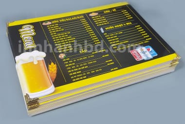 In menu tấm nhựa chống nước