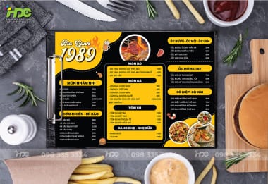 Menu tấm fomert siêu rẻ