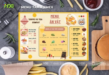 Menu tấm fomert siêu rẻ