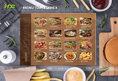 Menu tấm fomert siêu rẻ